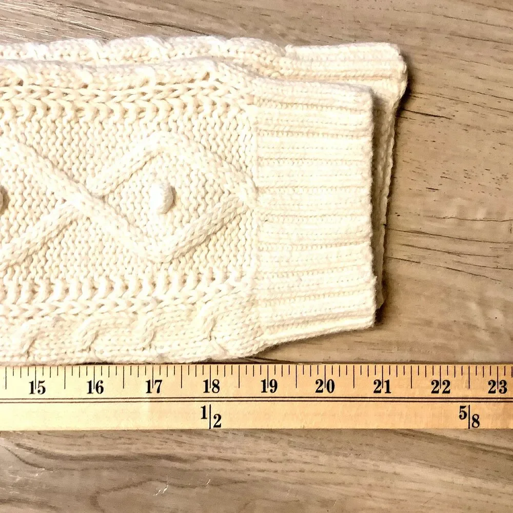 Hollister Arm Leg Warmers Womens One Size Cream Cable Knit Red Bird Logo